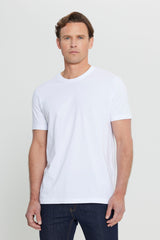 AC&Co / Altınyıldız Classics Erkek/unisex Beyaz %100 Pamuk Slim Fit Dar Kesim Bisiklet Yaka Basic Tişört - Siyah