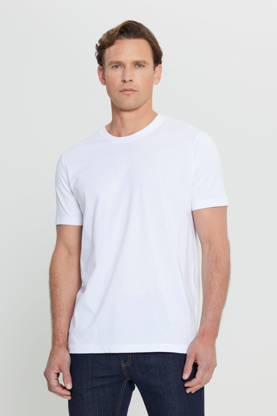 AC&Co / Altınyıldız Classics Erkek/unisex Beyaz %100 Pamuk Slim Fit Dar Kesim Bisiklet Yaka Basic Tişört - Siyah