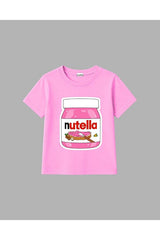 cirokids %100 Pamuklu Nutella Baskılı Kız Çocuk Tişört