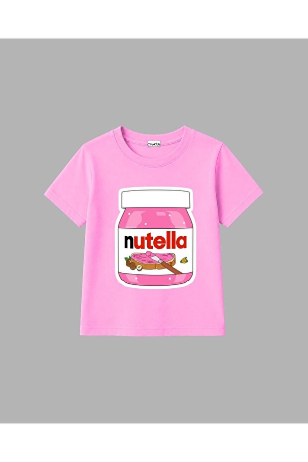 cirokids %100 Pamuklu Nutella Baskılı Kız Çocuk Tişört