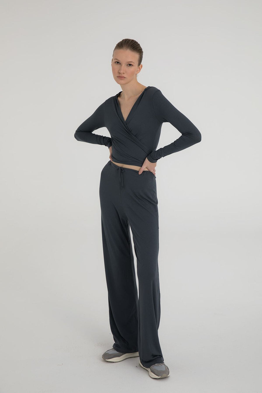 SHEISMONO Ultra Soft Bağcıklı Pantolon Siyah - Kahverengi