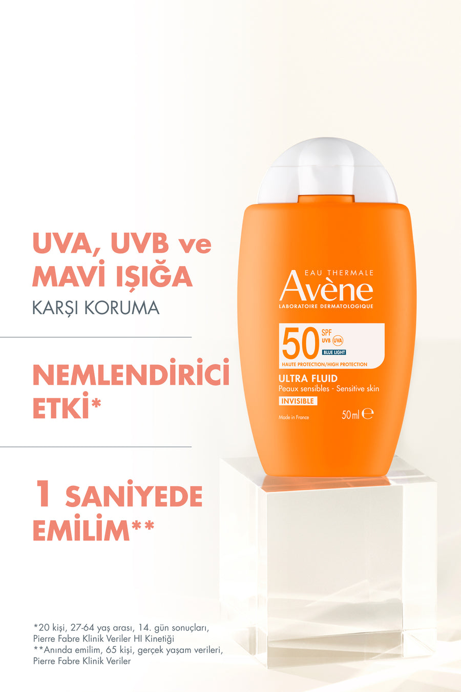 Avene Ultra Fluid Invisible Normal/Karma Ciltler için Ultra Akışkan SPF 50 Güneş Kremi 50 ml