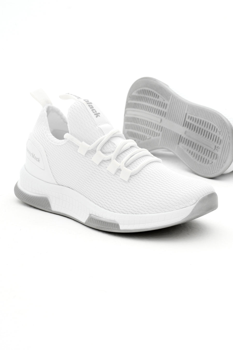 Tonny Black Unisex Siyah Beyaz Nefes Alabilen Kumaş Poli Taban Bağcıklı Spor Ayakkabı - Beyaz