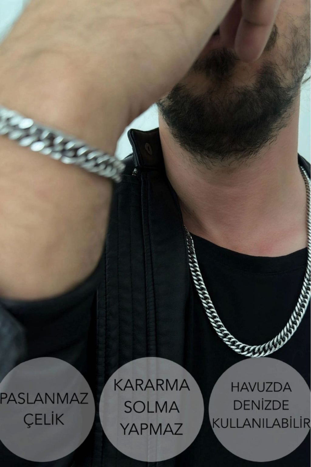 SEVGİLİ TAKI Küba Zincir Kalın Model Çelik Zincir Kolye | Karma Serisi