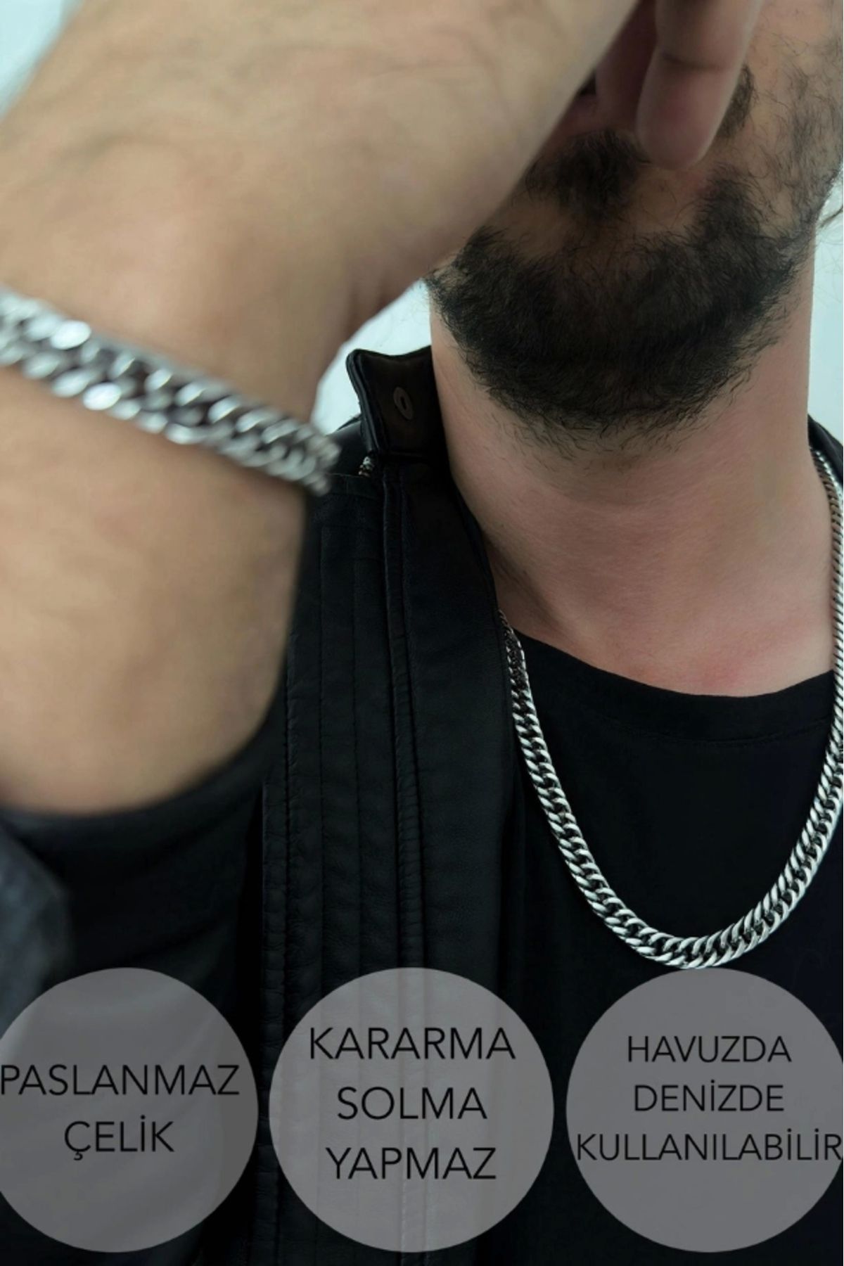 SEVGİLİ TAKI Küba Zincir Kalın Model Çelik Zincir Kolye | Karma Serisi