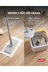 Ceraware Home Care Premium Hijyen Seti Dual System Kare Mop Pratica Click Mop 2 Mikrofiber Bez