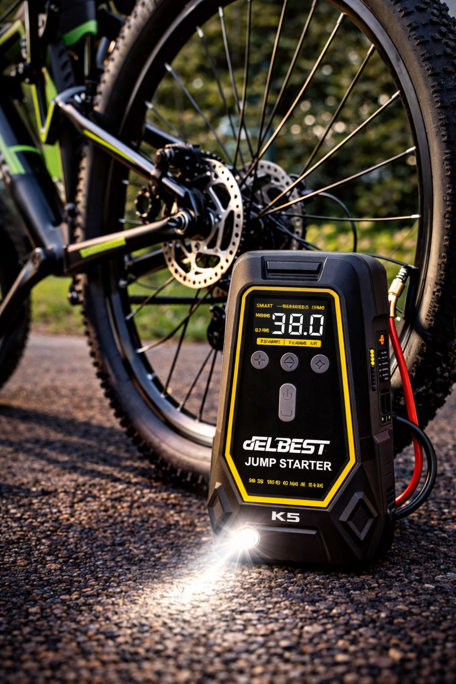 AZEQ DELBEST K5 Akü Takviye Cihazı Hava Kompresörü 16000mAh 150 PSI Jump Starter Powerbank 12V