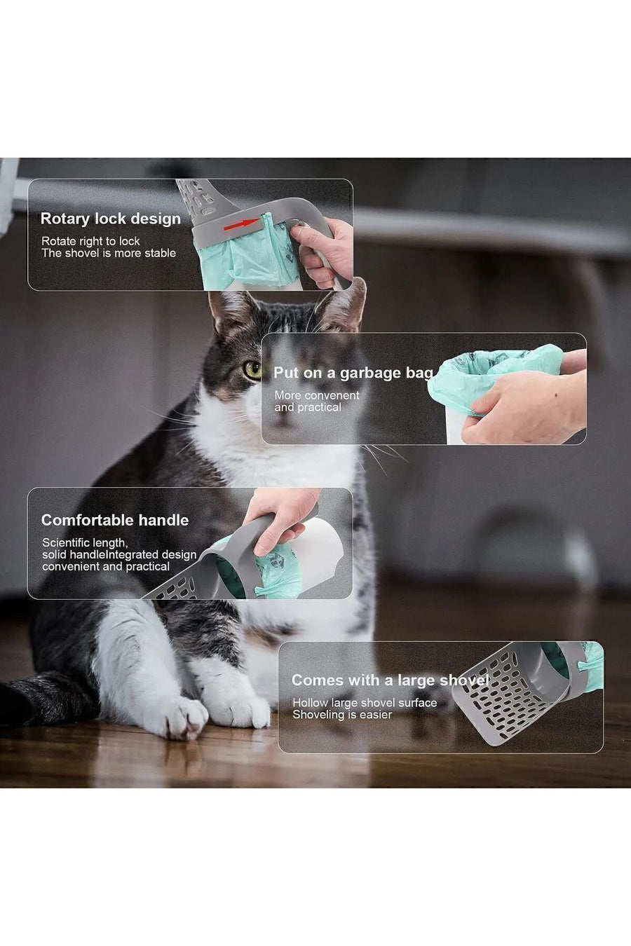 mywarehouse Yeni Nesil Kedi Kumu Küreği ve 4'lü kaka poşeti hediyeli