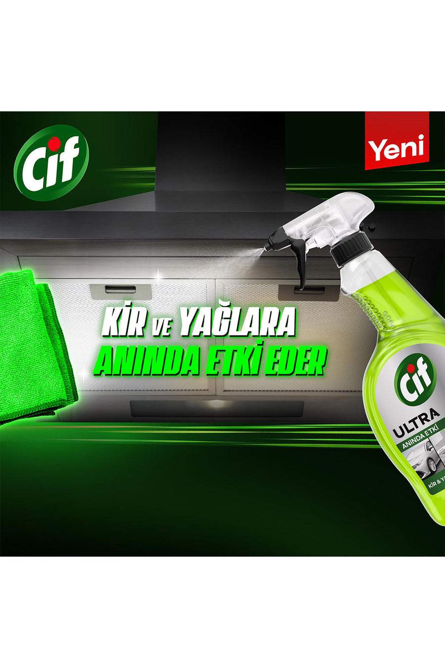 Cif Ultra Sprey Anında Etki Kir & Yağ Çözücü 750ml x1 Sakura Sprey x1 Kireç ve Pas Sökücü x1