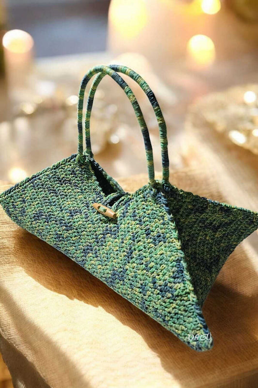 Örgü Sanatı El Örgüsü Kağıt Ip Farklı Elegan Çanta