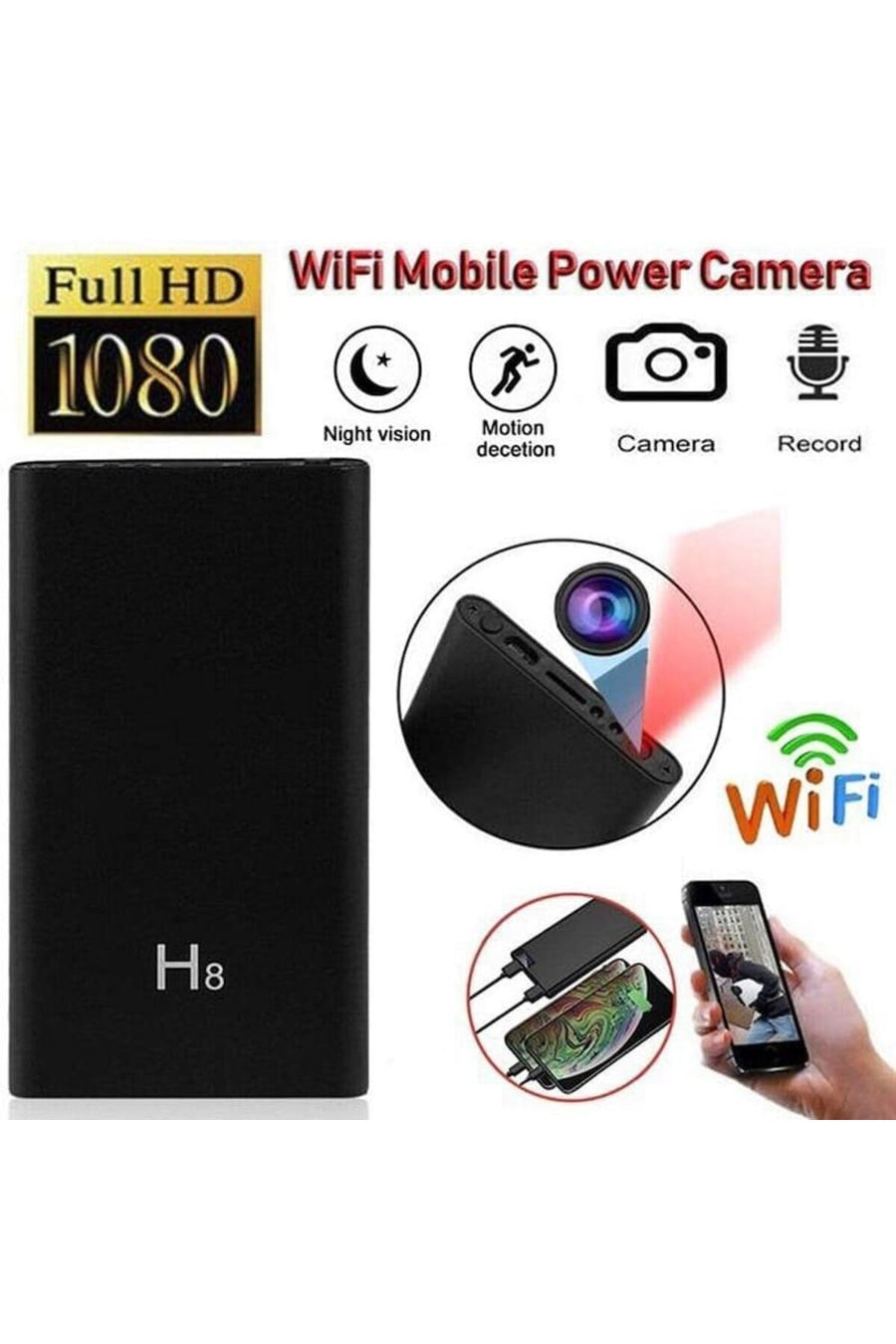 intermax Bebek Hasta Bakıcı Güvenlik Priz Kamera 4K 1080P HD Mini CCTV Kamera - Siyah