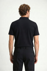 Kiğılı Polo Yaka Regular Fit Nakışlı Pamuklu Tişört - Lacivert