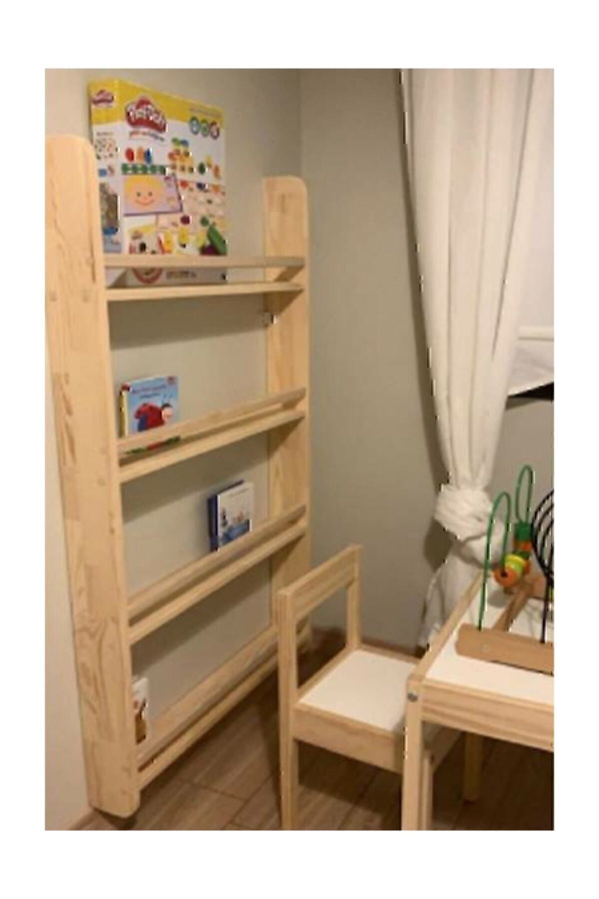 SALİHA Ahşap Montessori Kitaplık Çocuk Odası Eğitici Kitaplık Varsayılan Standart