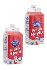 Mavi Beyaz Pratik Havlu 500 Yaprak - Yeni Nesil Çok Amaçlı El ve Yüz Havlusu (Asma Aparatı Hediyeli) - 2 Adet