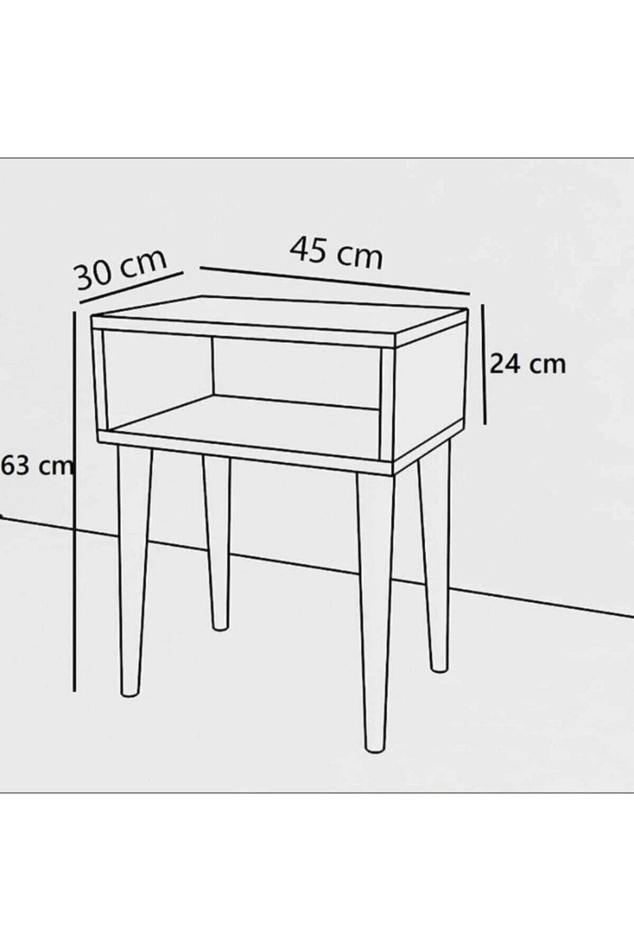 MBK AHŞAP Yatak Başucu Komodin Retro Komodin Modeli Kapaklı Komidin Kapaklı Mat Beyaz - Görsel 8