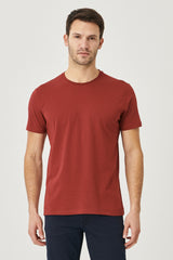 AC&Co / Altınyıldız Classics Erkek/unisex Beyaz %100 Pamuk Slim Fit Dar Kesim Bisiklet Yaka Basic Tişört - İndigo