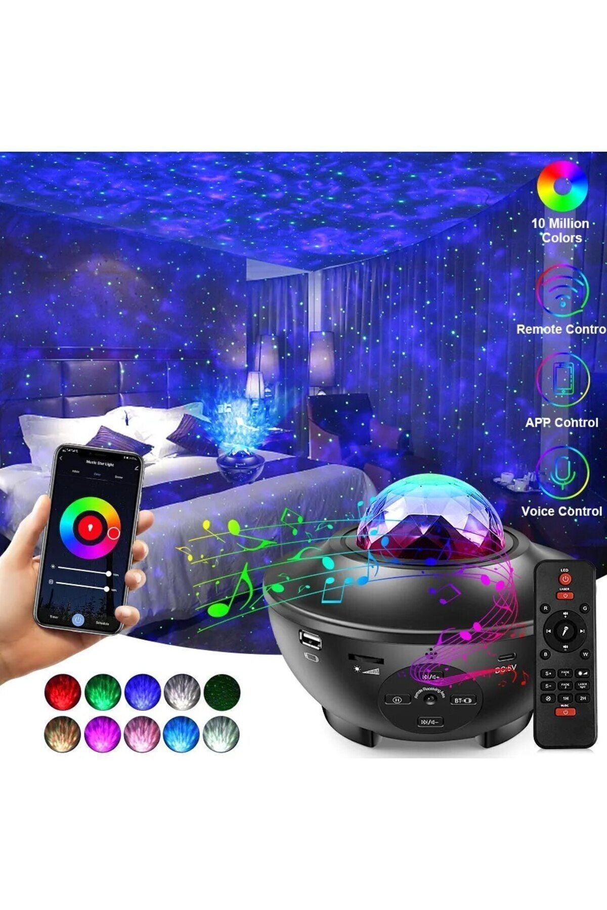 nextbuyıldızlı Projektör Tavan Bulutsu Galaxy Lazer Işıklı Disko Topu Bluetoothoparlör Parti Led Lambası - Görsel 2