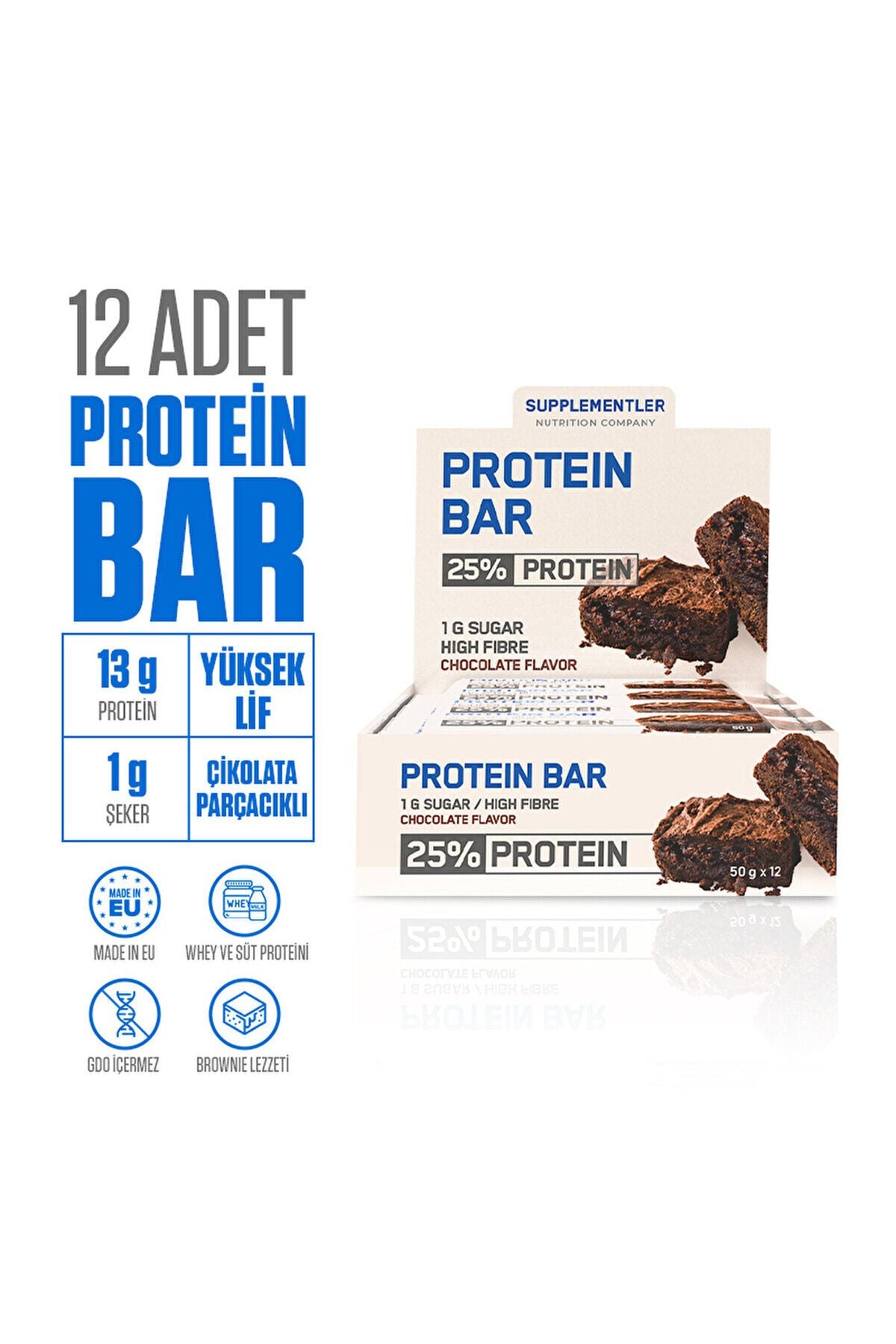 Supplementler Protein Bar 50 gr 12 Adet - Çikolata