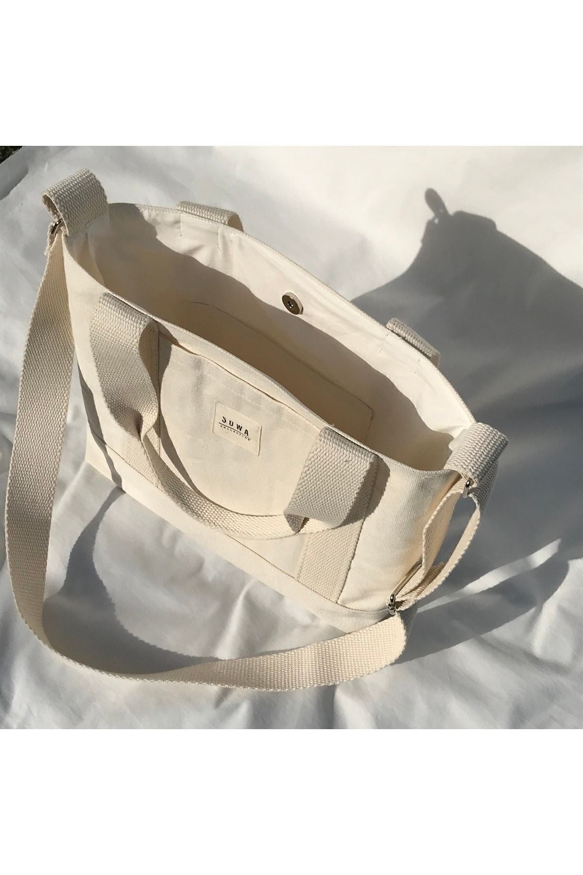 Sowa Collection Kanvas Çıtçıtlı Çanta Ayarlanabilir Çapraz Askılı Kadın El Ve Omuz Çantası U:30 E:35 G:10 Cm