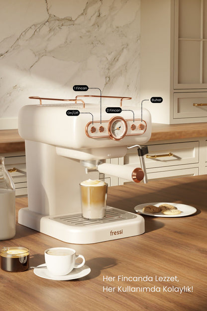 Fressi Espresso Latte Cappuccino Kahve Makinesi Süt Köpürtücülü bar Basınçlı lt Em-Ristretto - Görsel 3