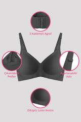 Cottonhill Seamless Bra - Pure | Lazer Kesim Dikişsiz Ayarlanabilir Askılı Balensiz Kadın Sütyen 3'lü Paket - Kahverengi