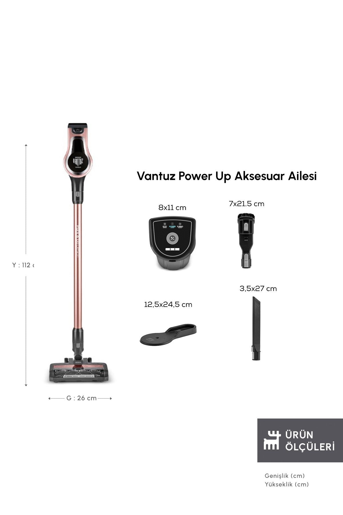 Karaca Vantuz Power Up Dikey Süpürge Rosegold - Görsel 2
