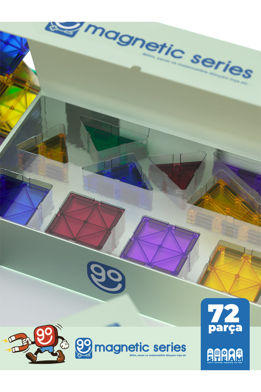 Go Toys Go Magnetic Series 72 Parça Manyetik Yapı Blokları Original - Mıknatıslı Manyetik Bloklar