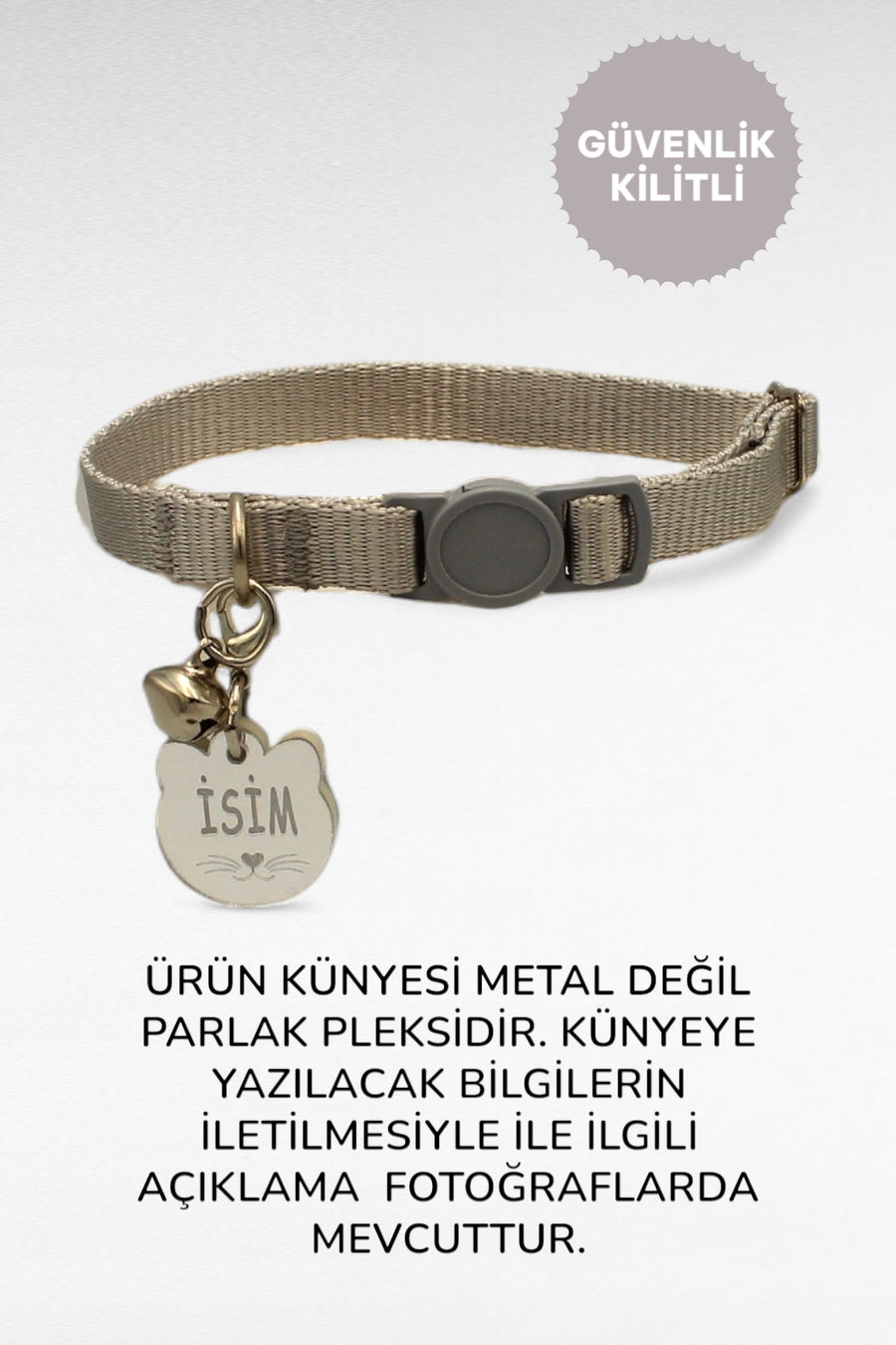 CARAMELOS İSİMLİ KEDİ TASMASI KEDİ İSİMLİK KİŞİYE ÖZEL-EKO SERİSİ - Sarı