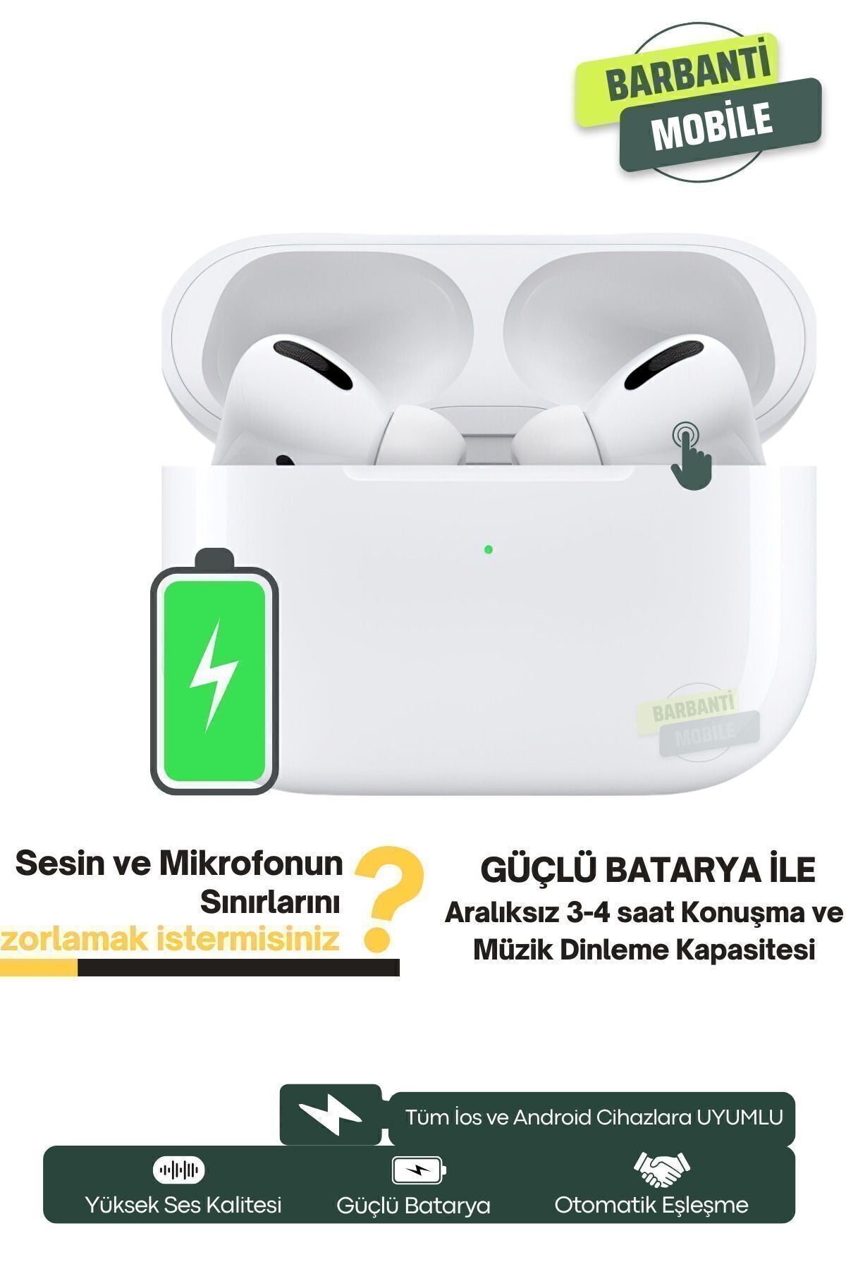 Barbanti Mobile Pro Ios Android Uyumlu Kablosuz Bluetooth Kulaklıkarışık Renkılıf Hediyeli - Görsel 4