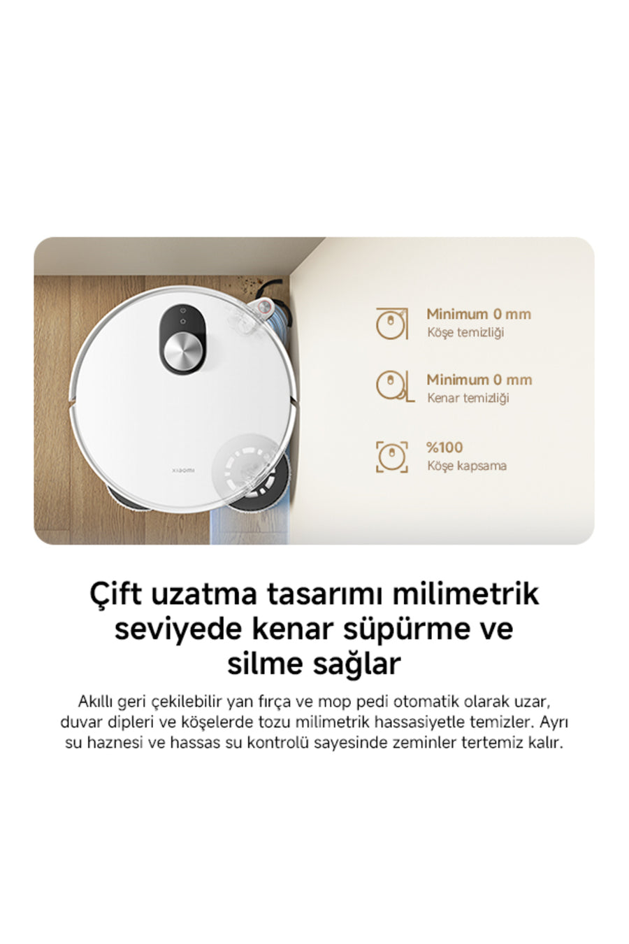 Xiaomi Robot Vacuum 5 Beyaz Akıllı Robot Süpürge 20000 Pa Emiş Gücü ( Xiaomi Türkiye Garantili)