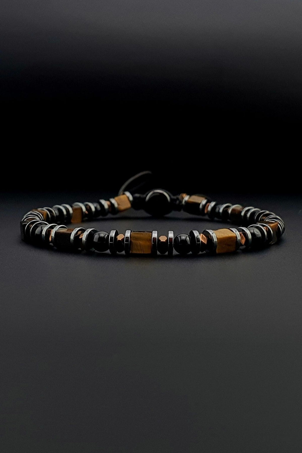 Seven Art Jewelry Doğal Taş Bileklik, Küp Kaplan Gözü, Akik Taşı ve Hematit Taşı Bileklik, Erkek Bileklik, Kadın Bilek