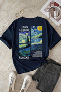 uyguntarz Unisex Van Gogh Baskılı Oversize Tshirt - Mor