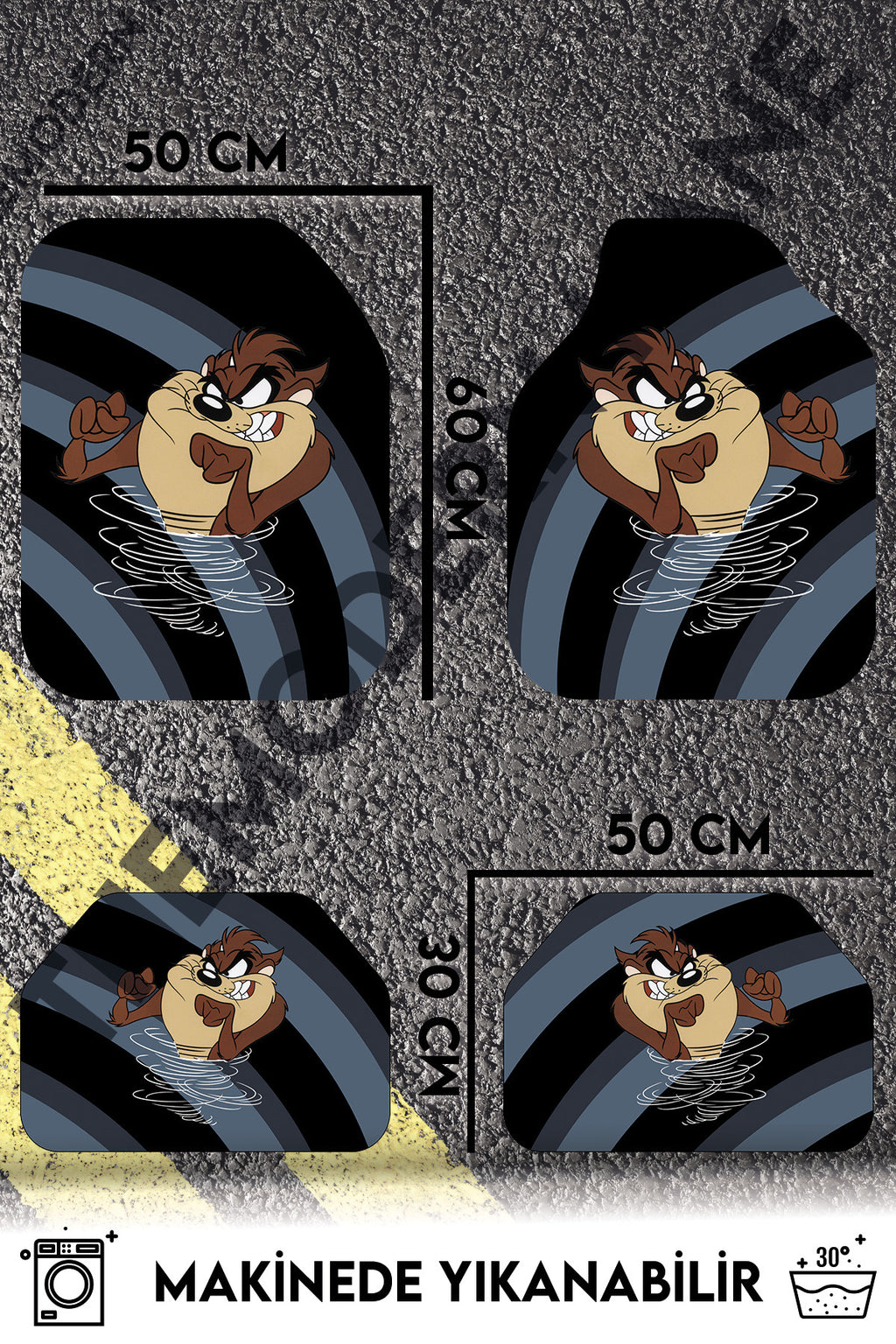 THEMODERNHANE Dijital Baskılı Universal Her Araca Uyumlu Makinede Yıkanabilir Oto Paspas Halı Seti