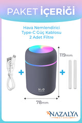 Nazalya 300 ml Ulrasonik Ledli Hava Nemlendirici Buhar Makinesi Ve Aroma Difüzörü - Pembe