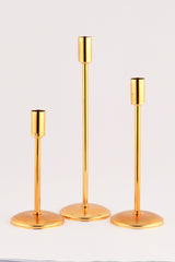 AKSESUAR EVRENİ Gianno Dekoratif Düz Tij Mumluk 3 Lü Takım Gold