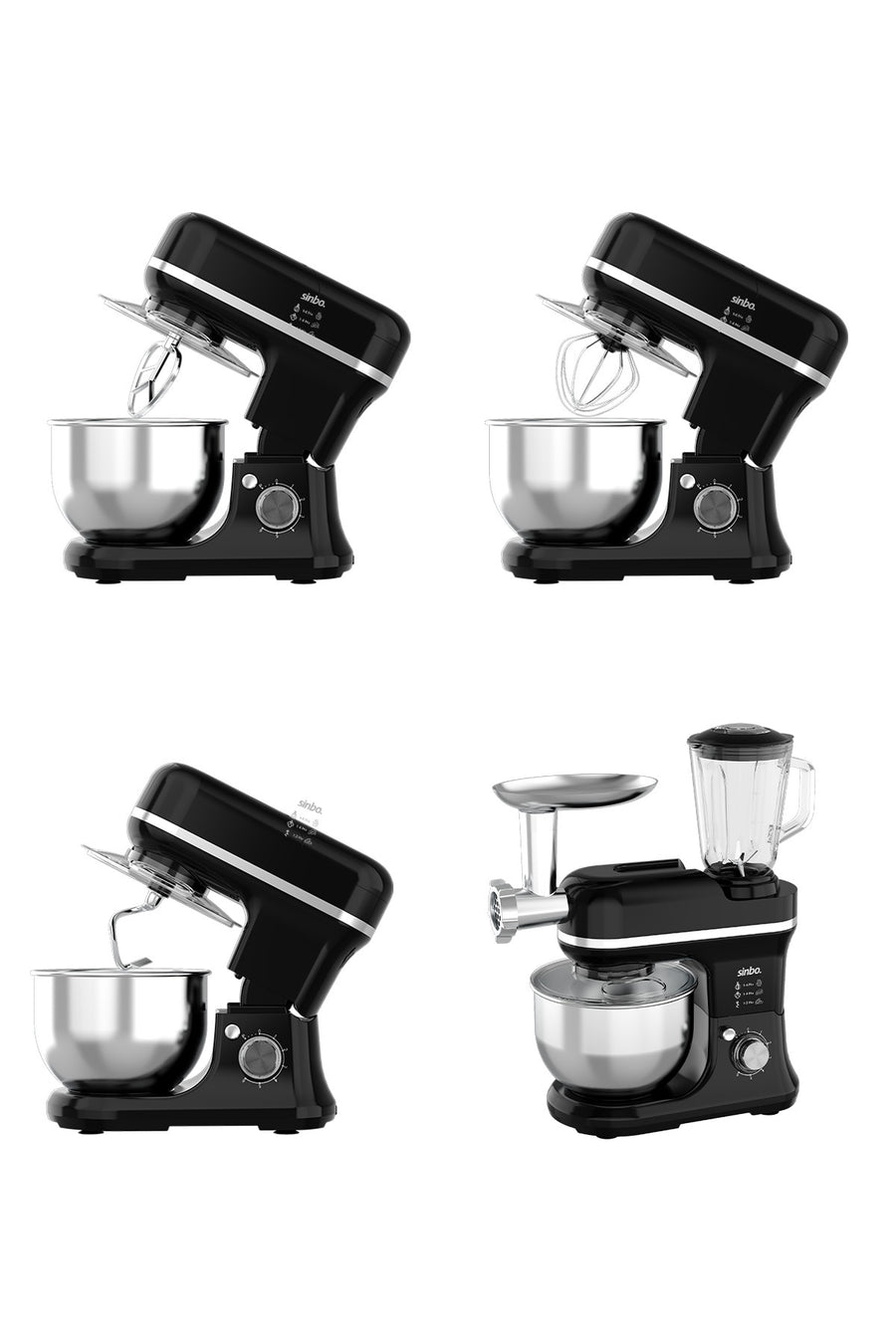 Sinbo SMX-2772 Çok Amaçlı 3ın1 Mutfak Şefi Hamur Yoğurma Kıyma Makinesi Sürahi Blender 1200w - Siyah