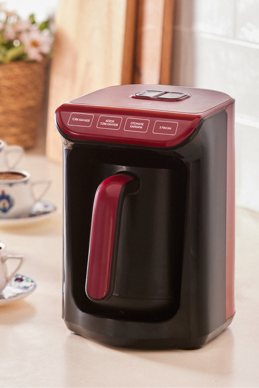 Emsan Közde Türk Kahve Makinesi Cherry Red 5 Fincan Kapasiteli - Shiny
