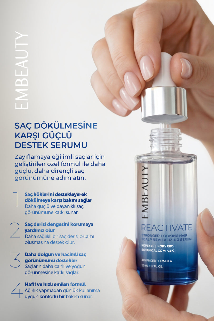 Embeauty Reactivate Saç Uzatan & Dökülme Karşıtı Güçlendirici Complex Serum 50 ML