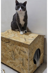 zekimöble Kedi yuvası Yağmura Ve Soğuğa Dayanıklı Osb Kedi Evi Yuvası (DENİZ TUTKALLI)monte Edilmiş Teslimat
