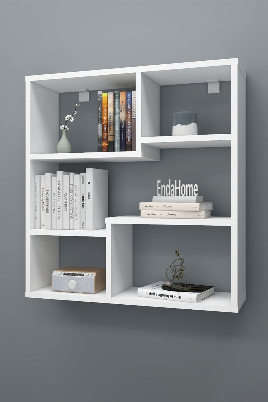 Enda Home 5 Bölmeli Duvar Rafı, Mutfak Rafı, Oturma Odası Rafı