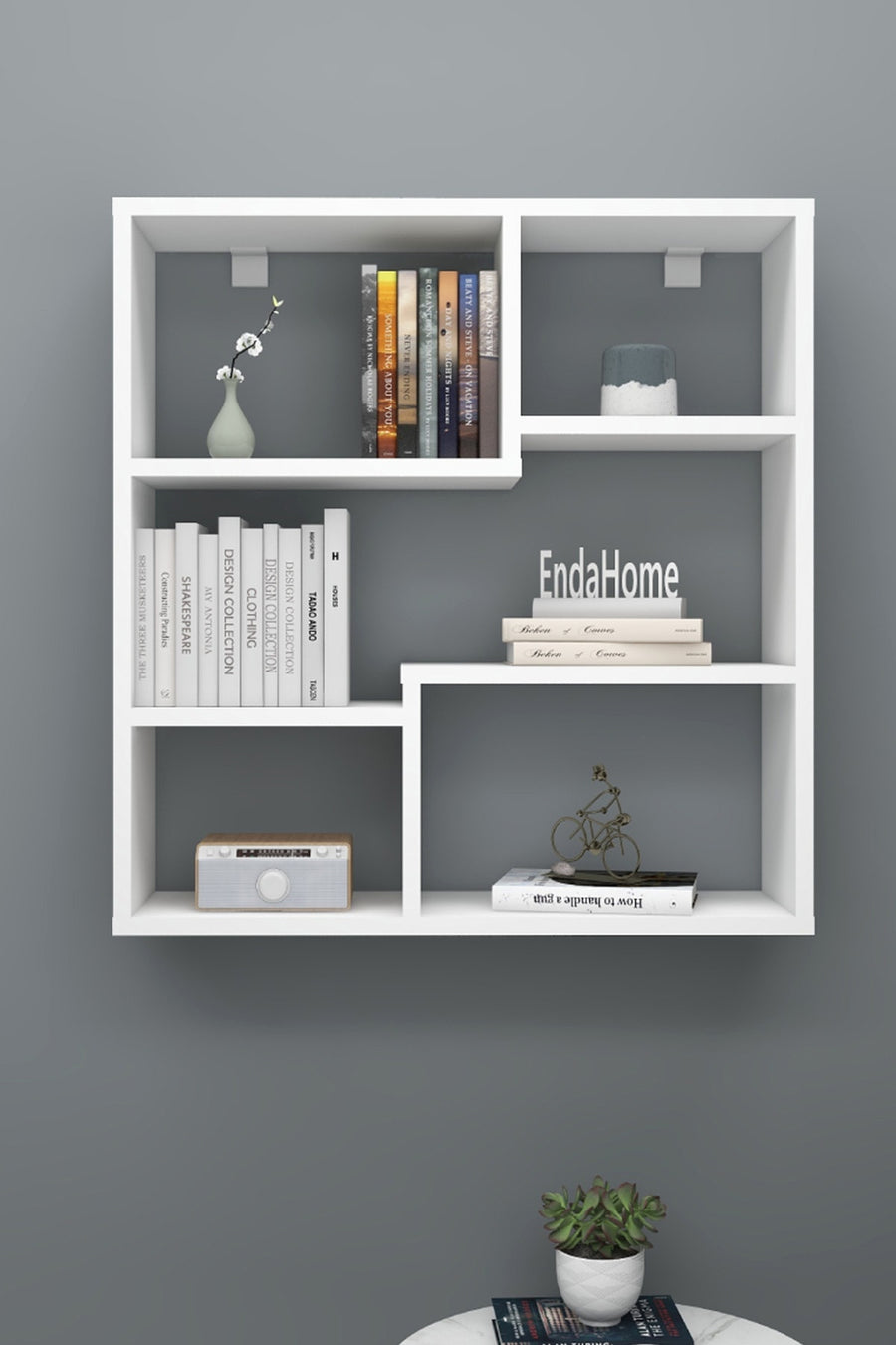 Enda Home 5 Bölmeli Duvar Rafı, Mutfak Rafı, Oturma Odası Rafı