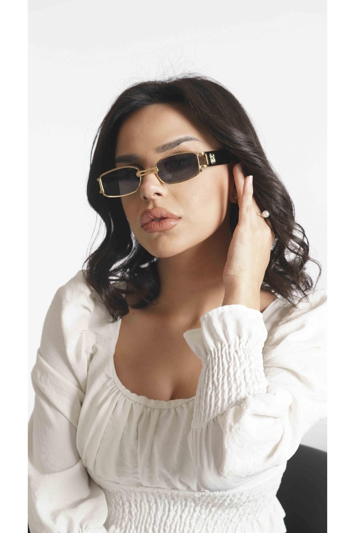 Angel Eyes Dikdörtgen Siyah Unisex Güneş Gözlüğü Ywl-a - Görsel 3