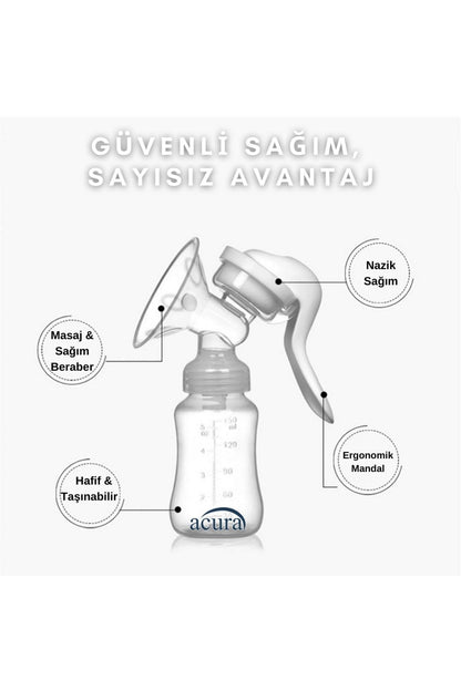 AcuraC-Masaj ve Biberon Özellikli Manuel Göğüs Pompası