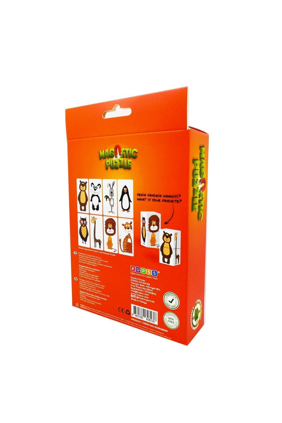 KÜPSS Sevimli Hayvanlar - Iki Parçalı Puzzle - Manyetik Küpler